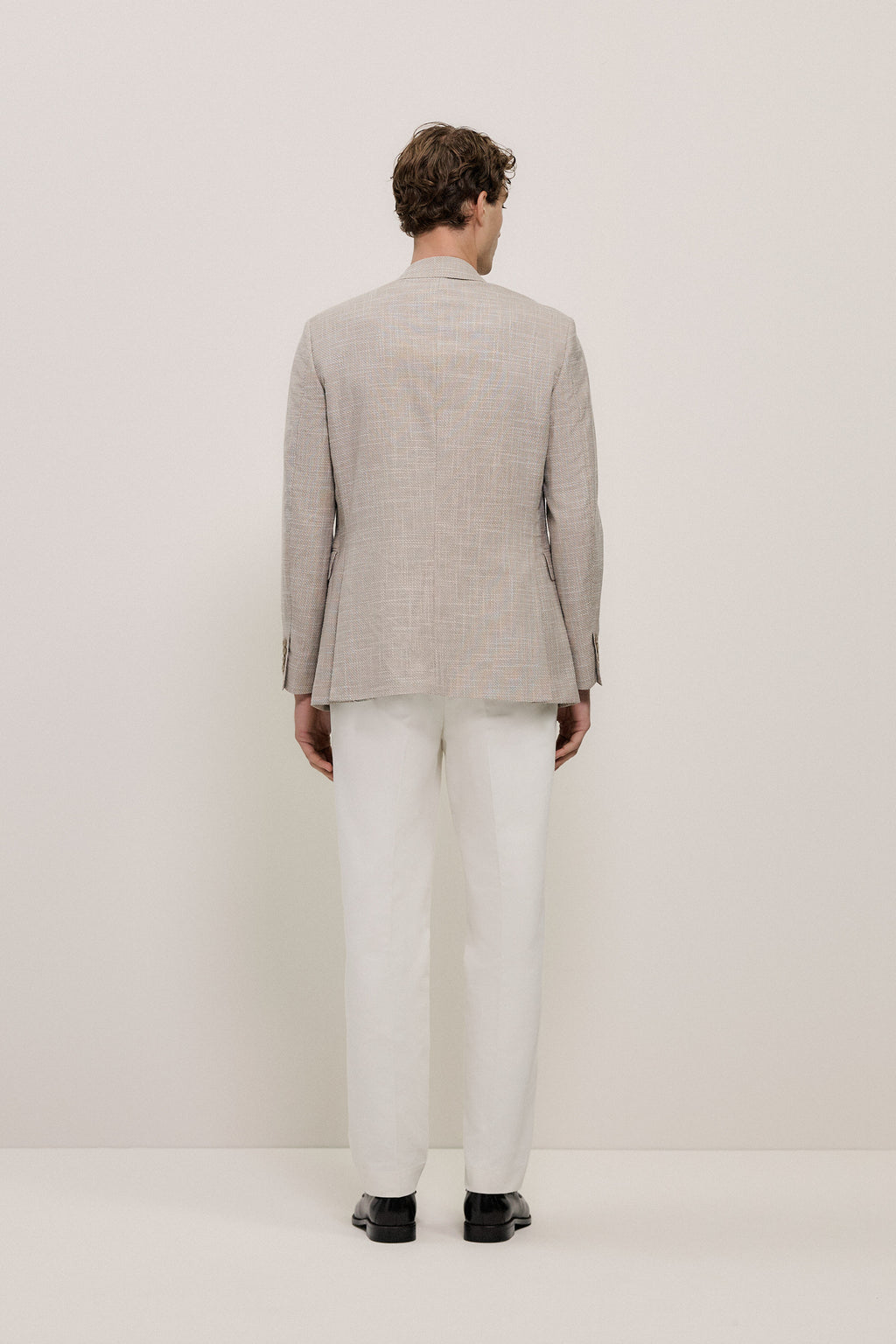 Textured Wool Blend Double Breasted Blazer