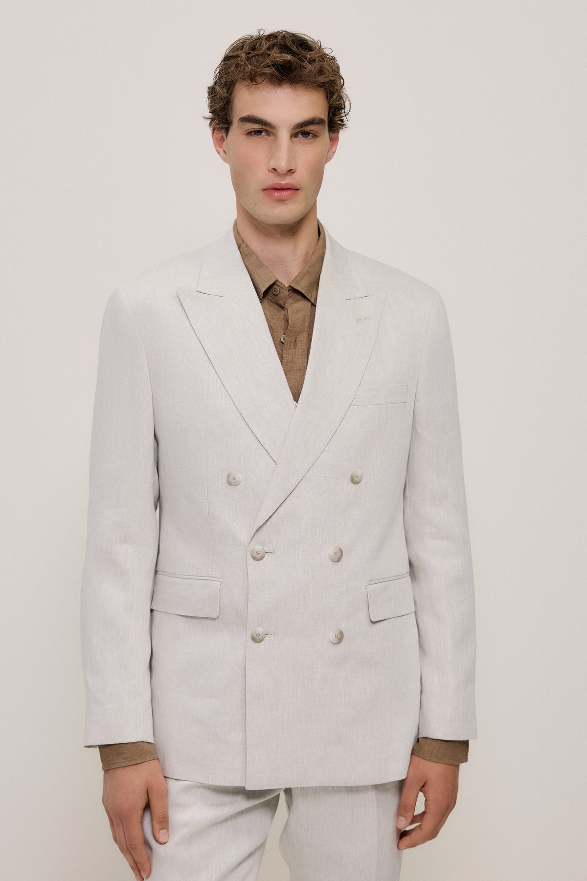 Linen Twill Double Breasted Blazer