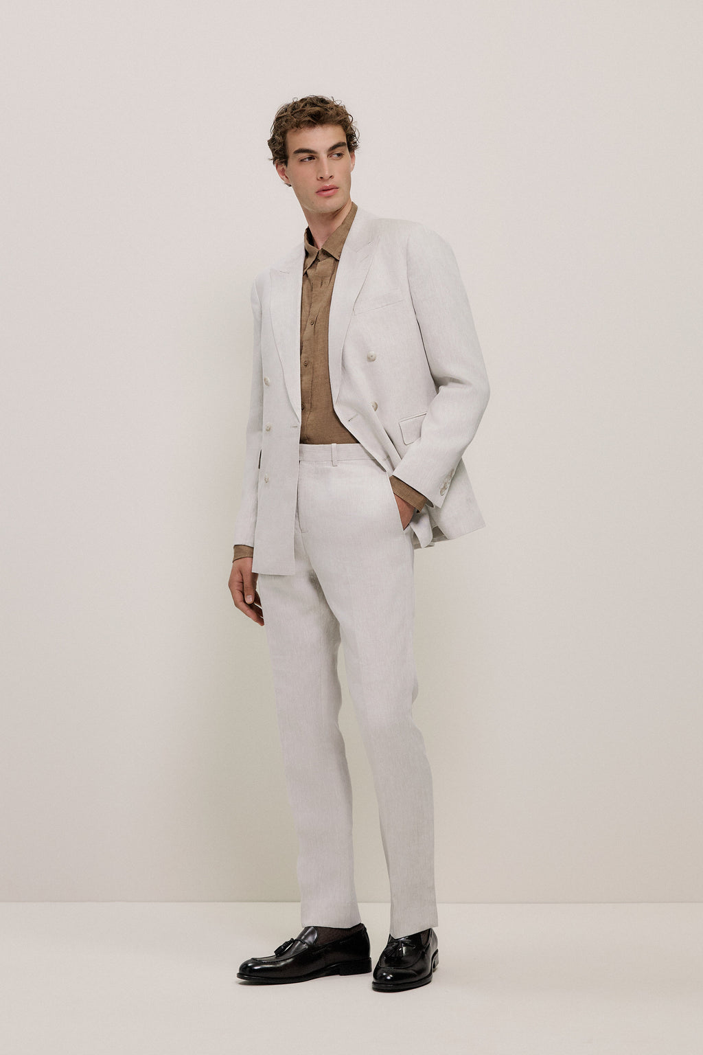 Linen Twill Double Breasted Blazer