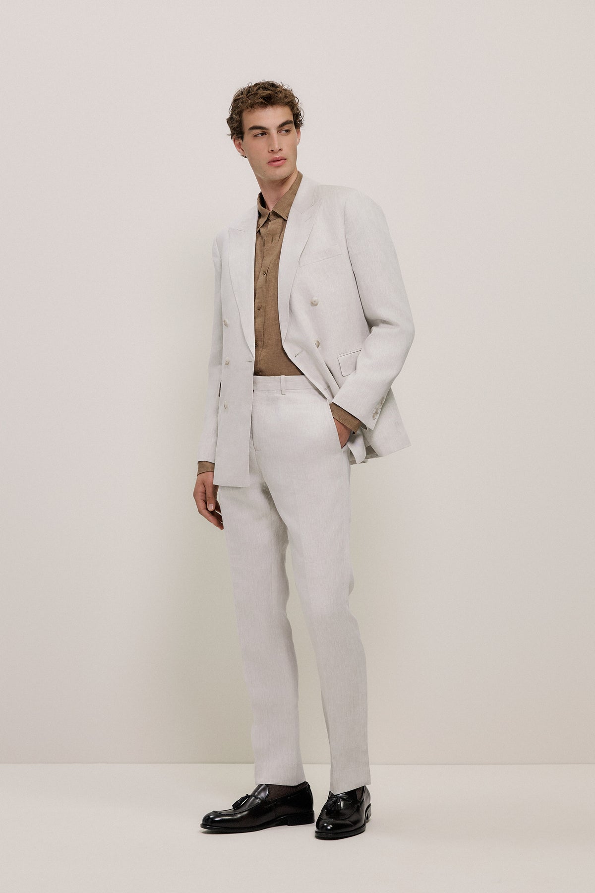 Linen Twill Double Breasted Blazer