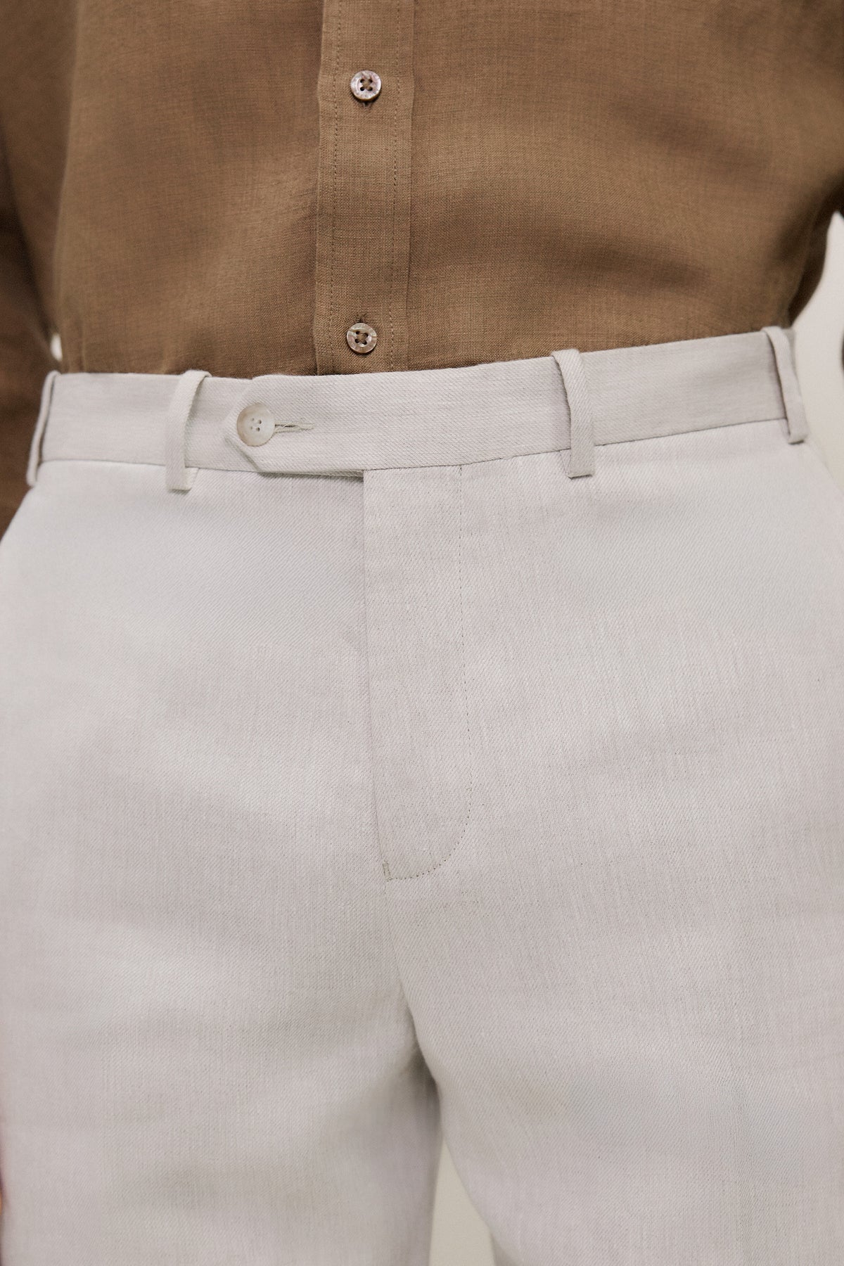 Linen Twill Straight Leg Trouser