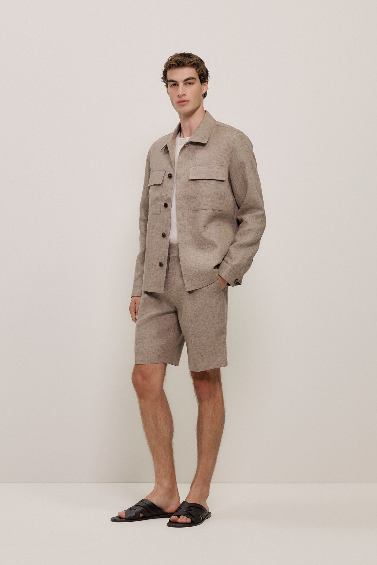 Yarn Dyed Linen Twin Pocket Jacket