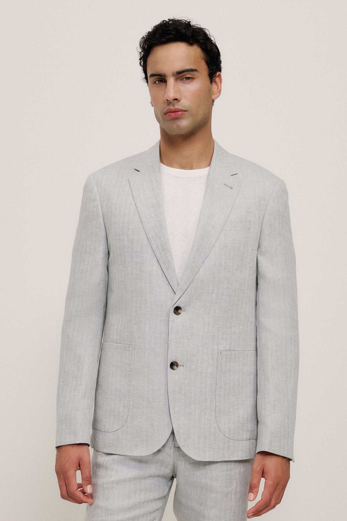 Linen Herringbone Blazer