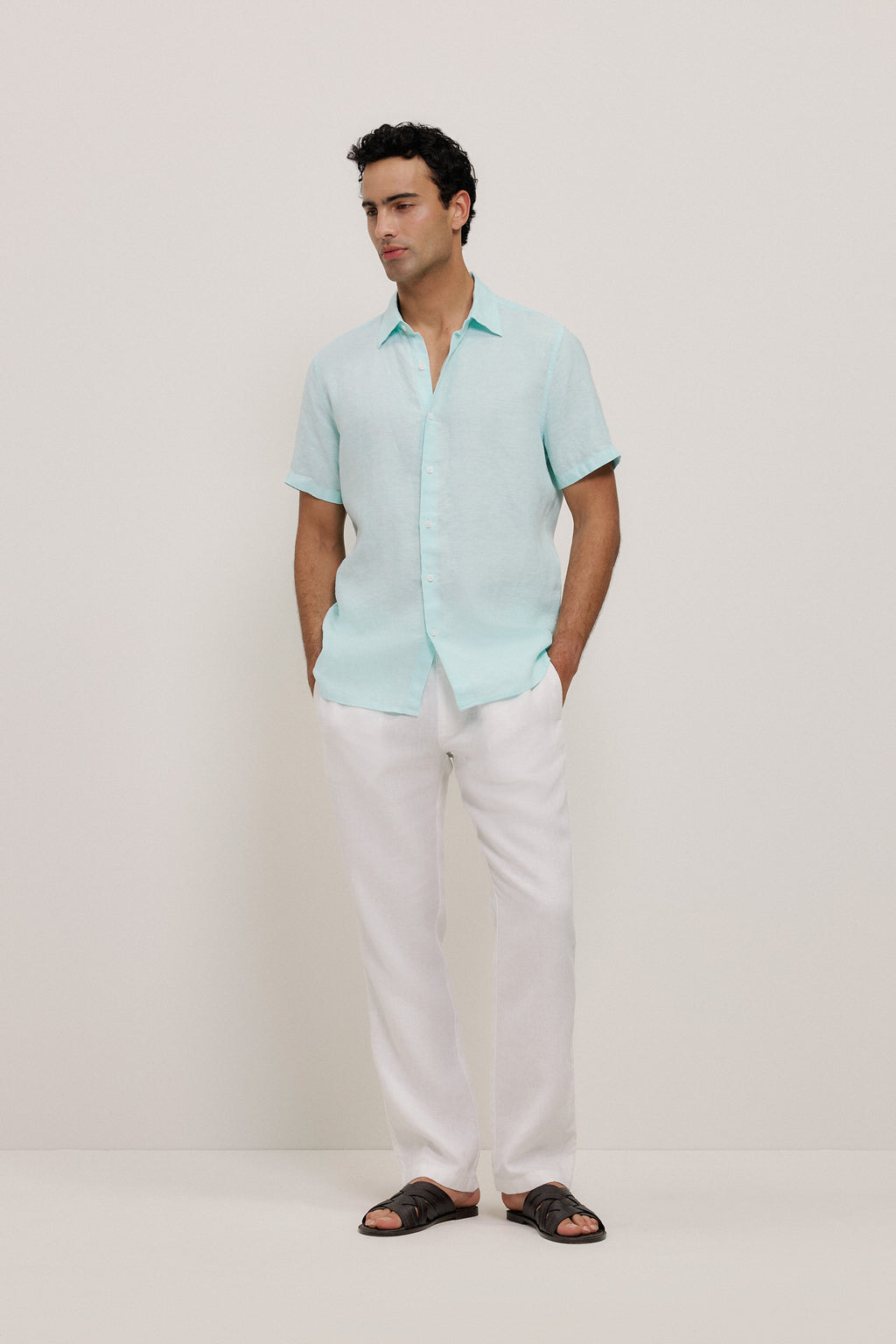Yarn Dyed Linen Short Sleeve Shirt