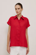 Linen Cap Sleeve Shirt