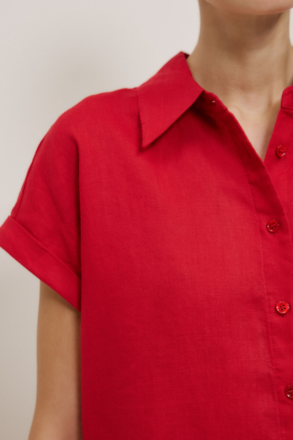 Linen Cap Sleeve Shirt
