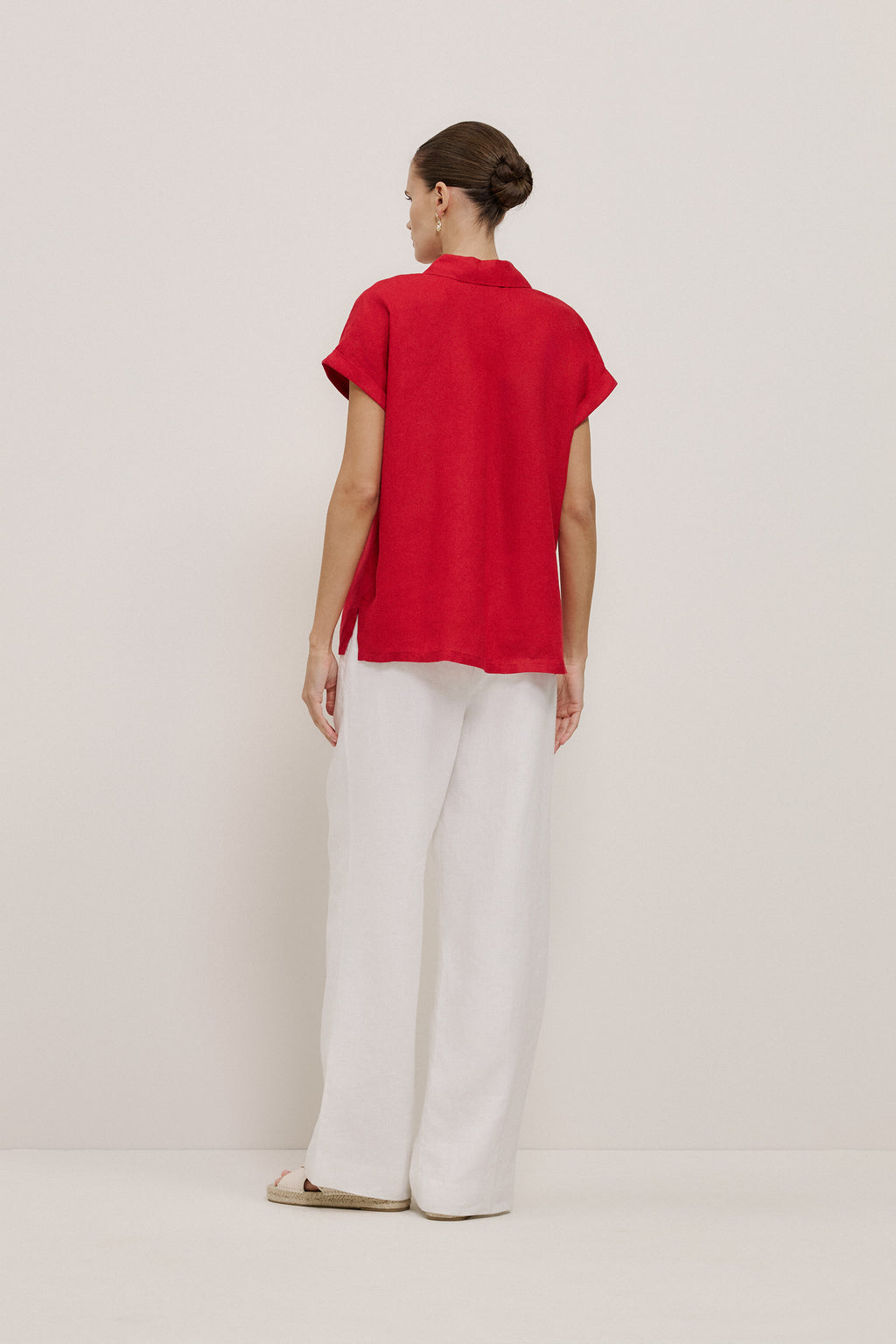 Linen Cap Sleeve Shirt