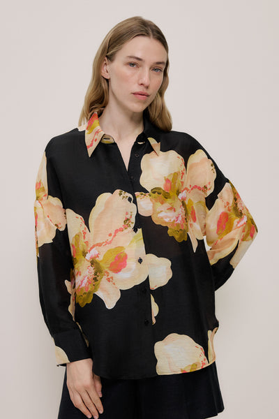 Caelia Linen Silk Relaxed Shirt