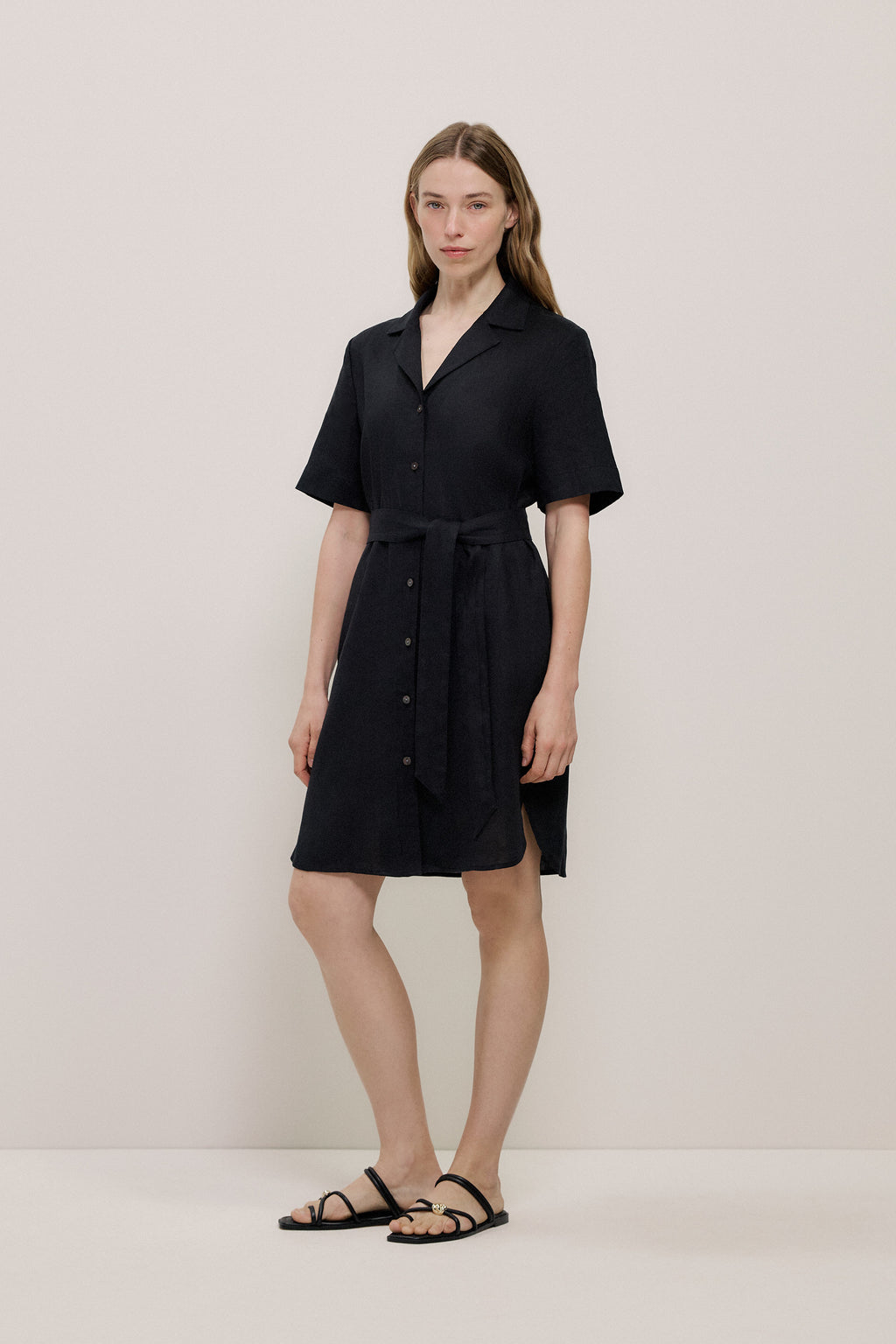 Linen Belted Shirt Dress