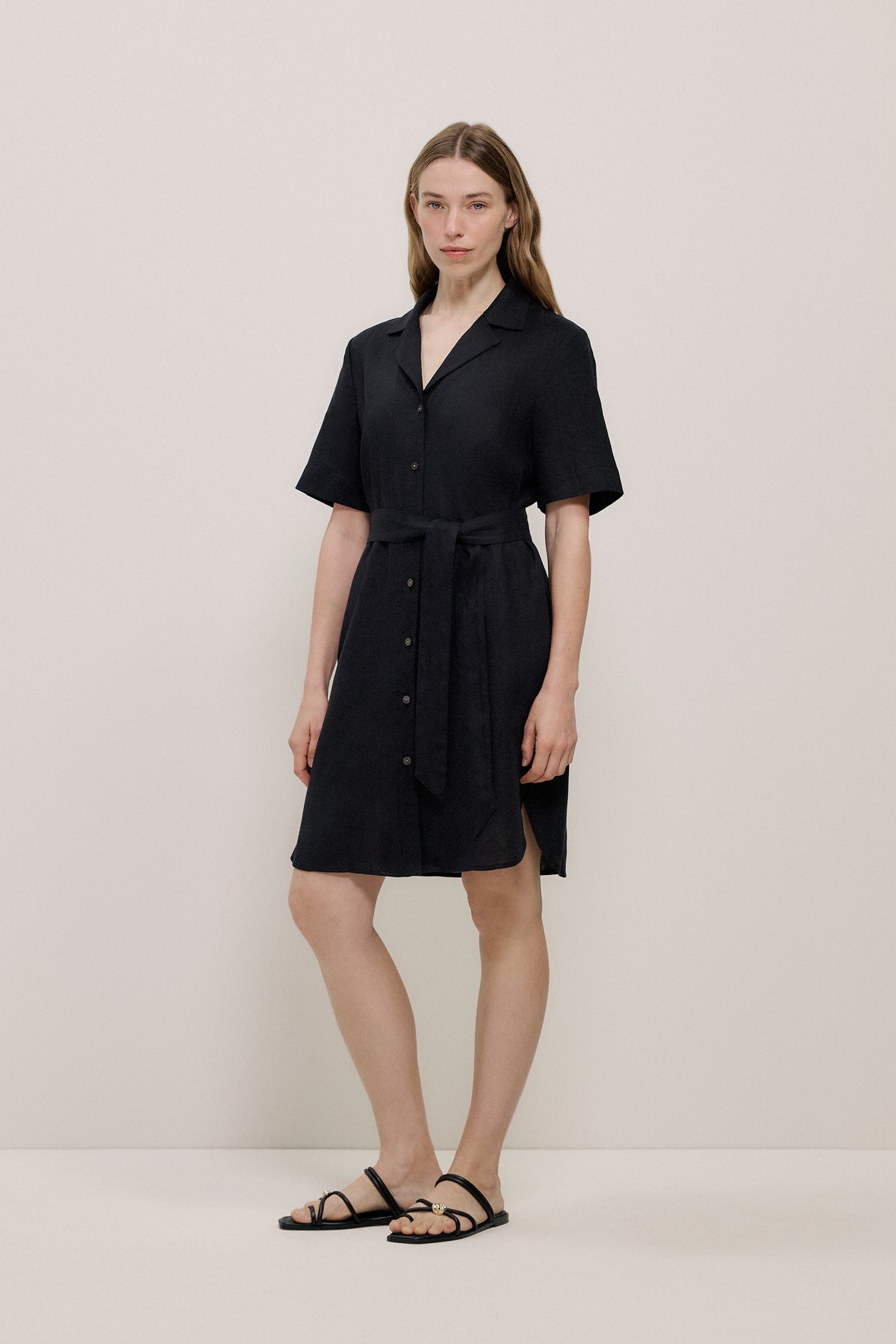 Linen Belted Shirt Dress