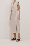 Stretch Linen Blend Wrap Skirt