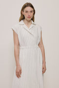 Linen Stripe Wrap Detail Dress