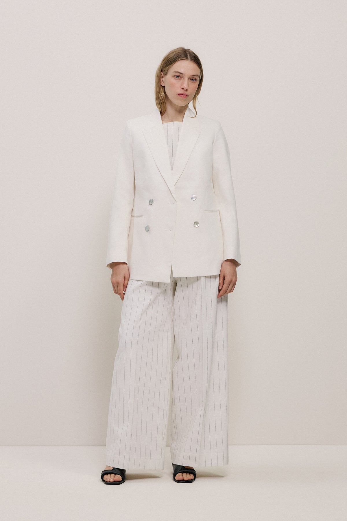 Linen Cotton Double Breasted Blazer
