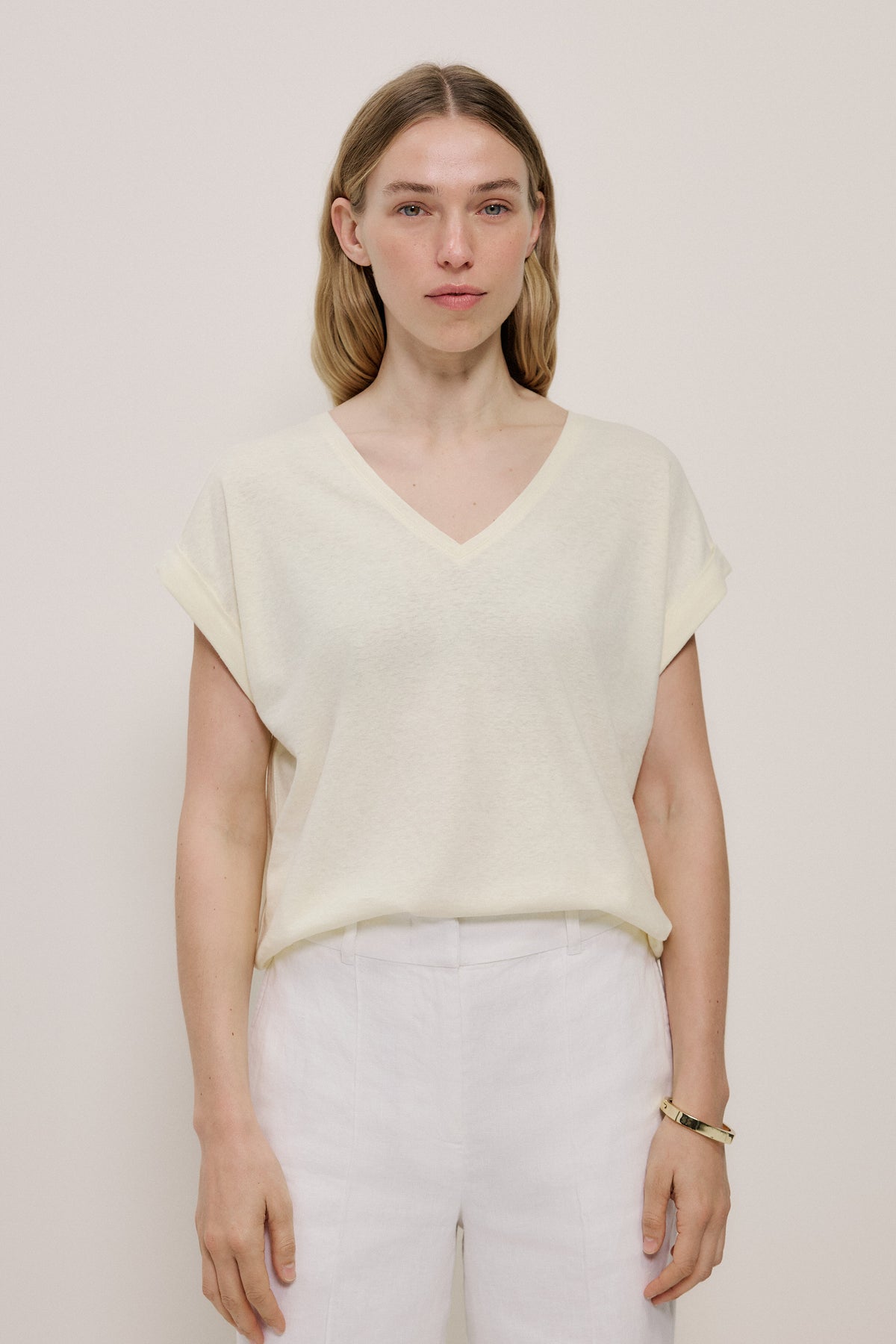 Linen Cotton V Neck T-shirt