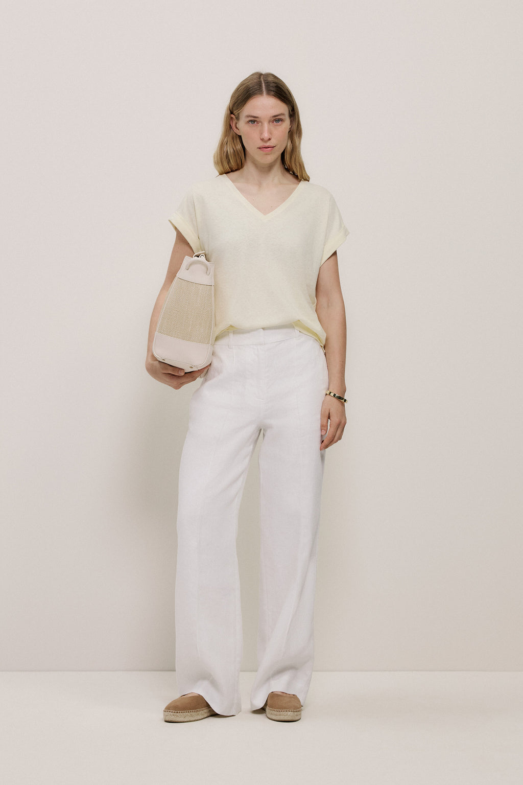 Linen Cotton V Neck T-shirt