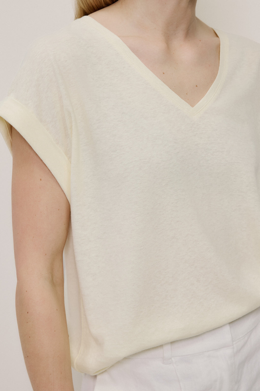 Linen Cotton V Neck T-shirt