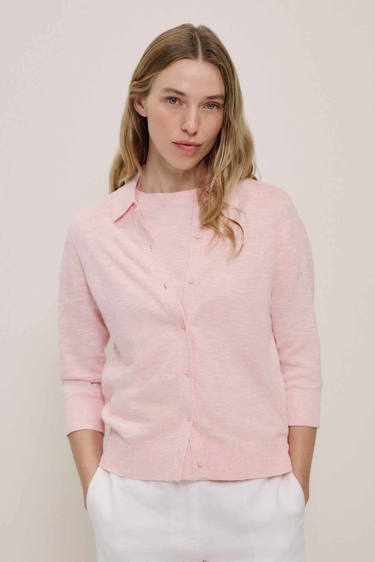 Linen Cotton Collared Cardigan