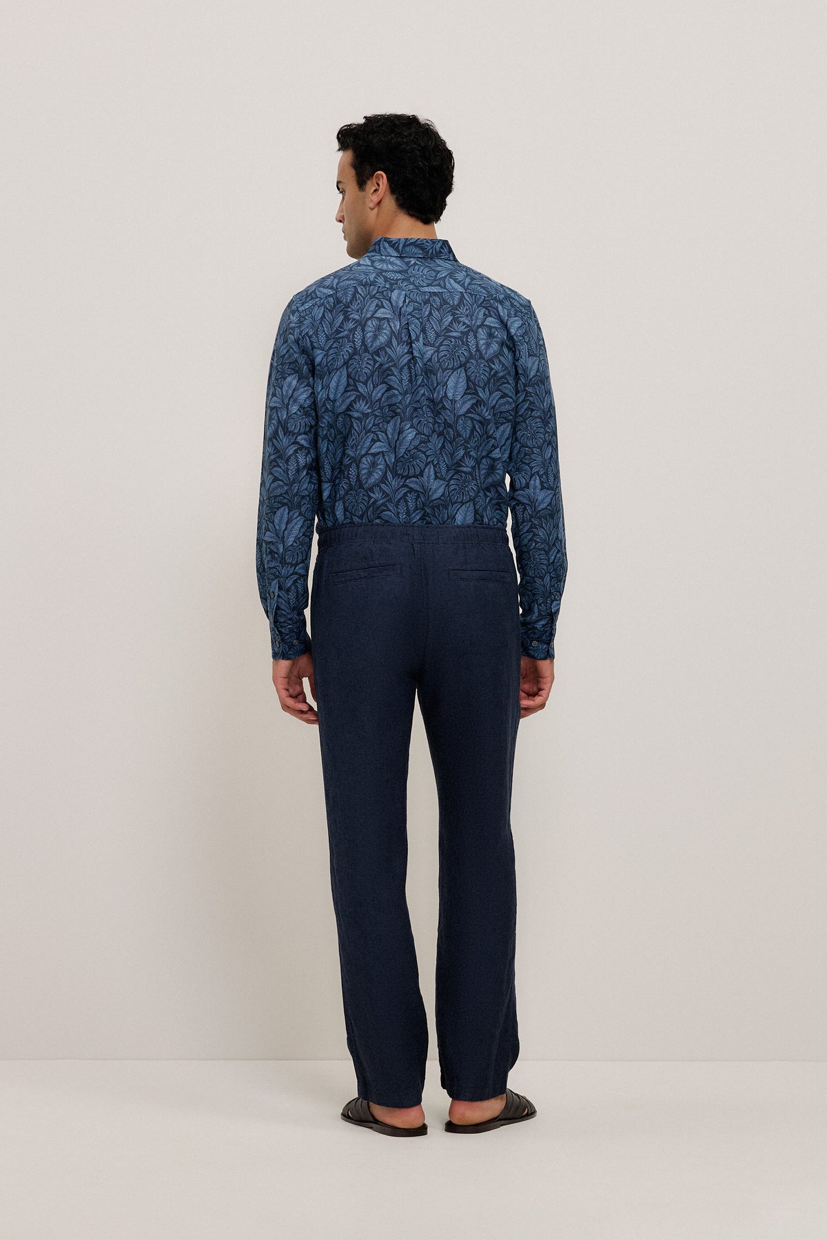 Yarn Dyed Linen Relaxed Drawcord Pant