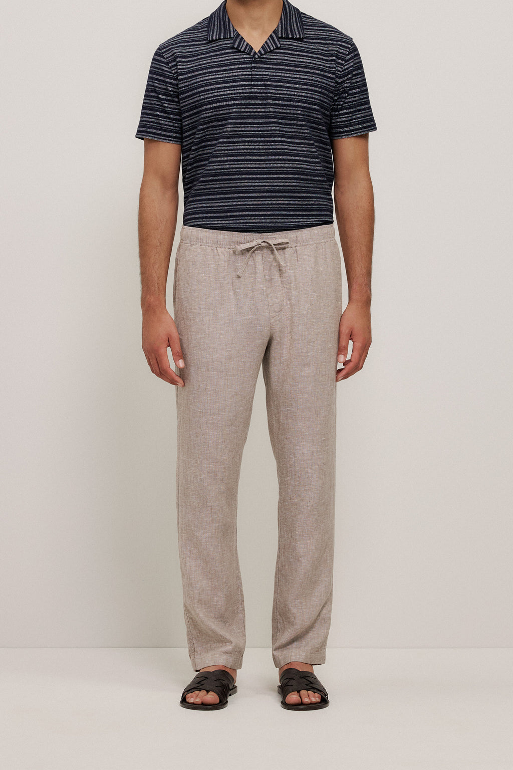 Yarn Dyed Linen Relaxed Drawcord Pant