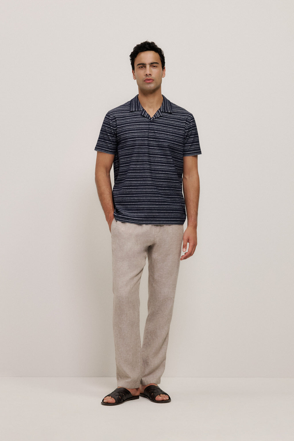 Yarn Dyed Linen Relaxed Drawcord Pant