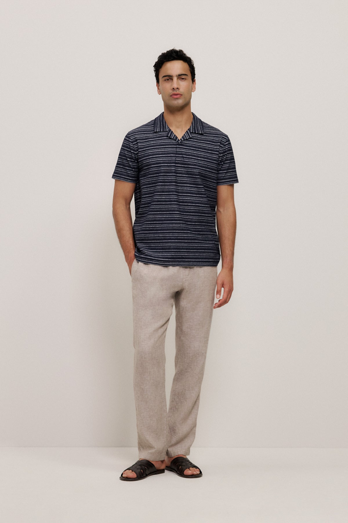Yarn Dyed Linen Relaxed Drawcord Pant