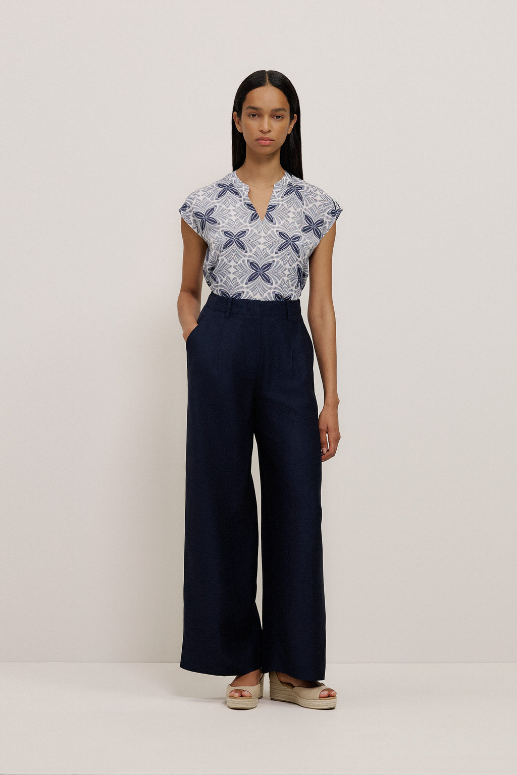 Mosaic Relaxed V Neck Top