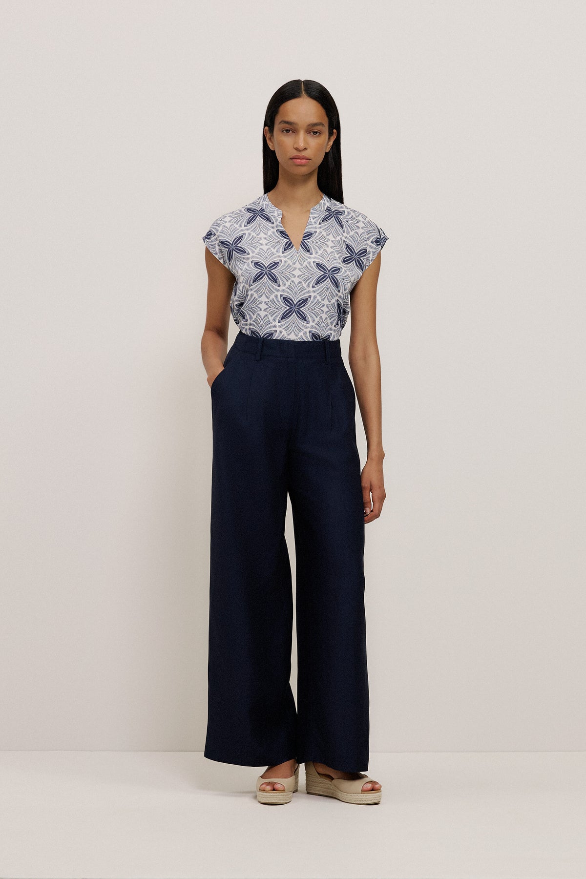 Mosaic Relaxed V Neck Top