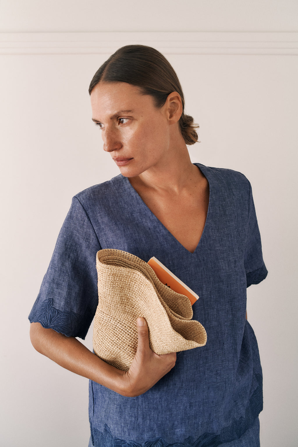 Linen Embroidered Detail Popover