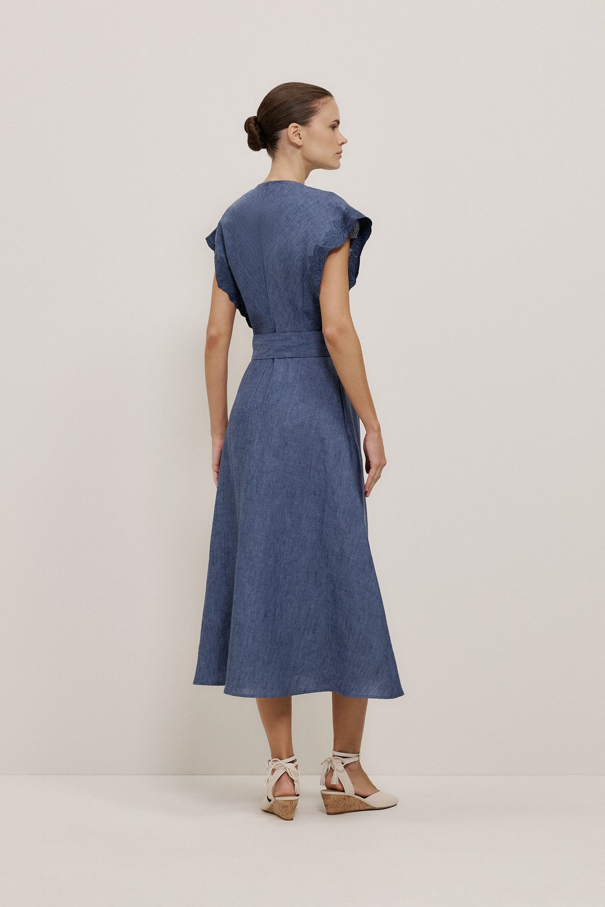 Linen Embroidered Detail Dress