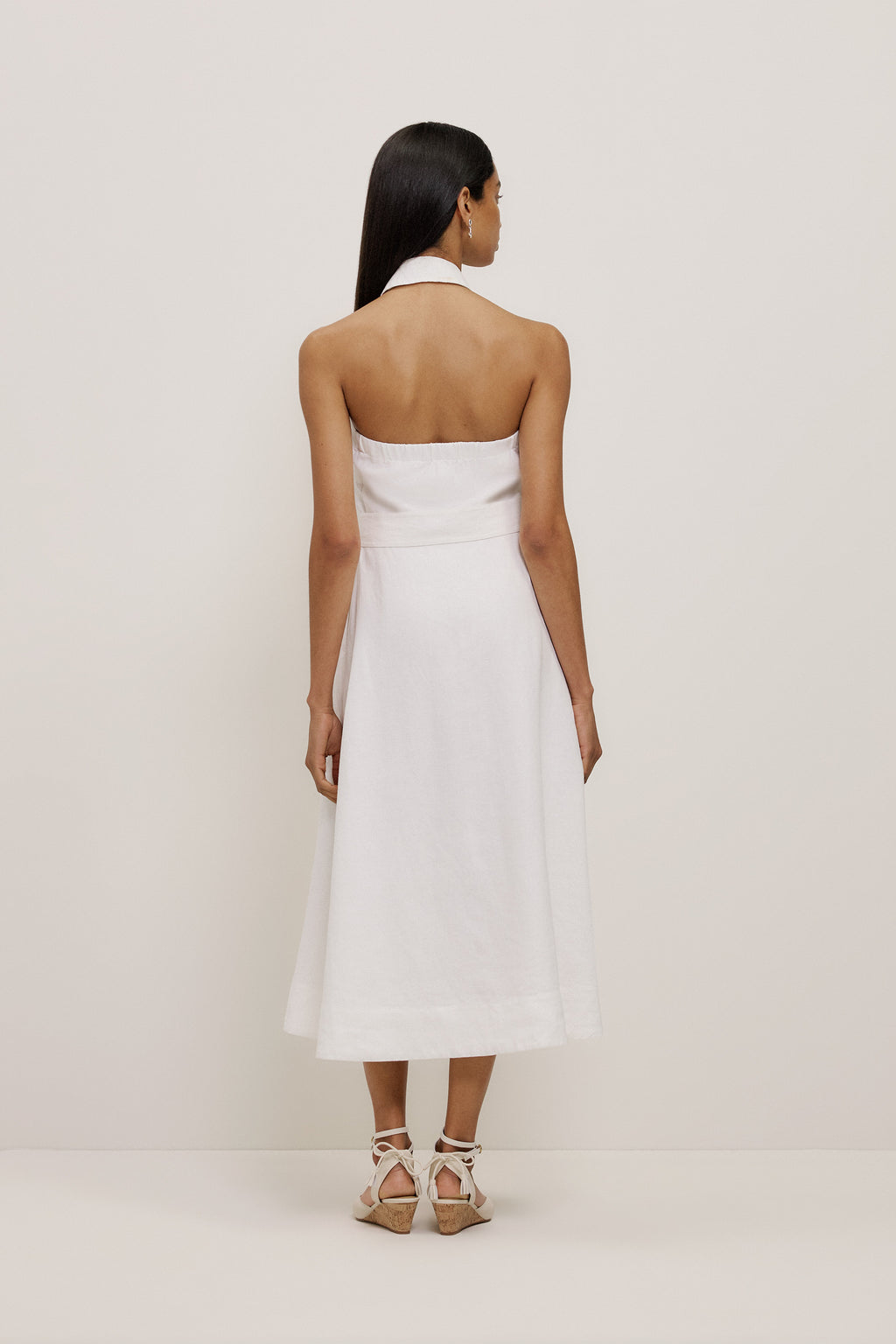 Linen Halter Shirt Dress