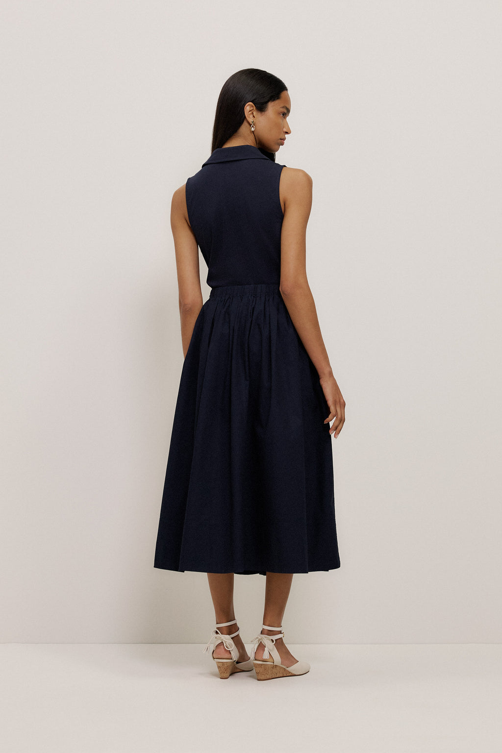 Cotton Poplin Pleated Skirt