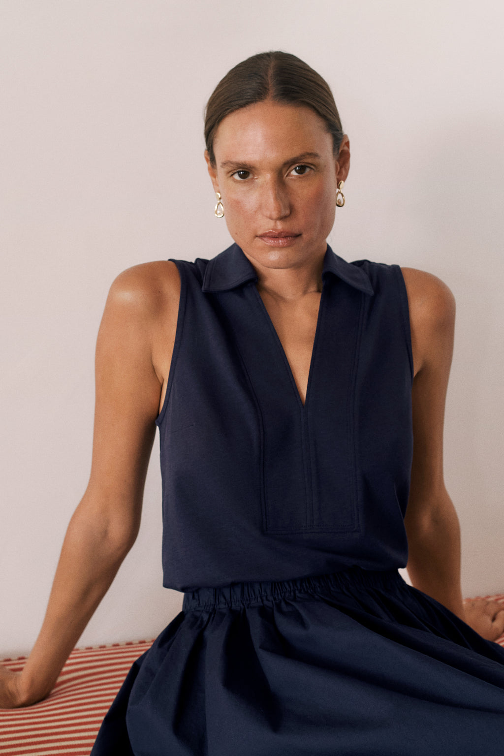 Sleeveless Collared Tank