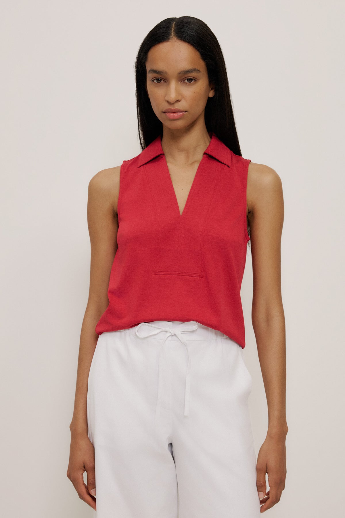 Sleeveless Collared Tank