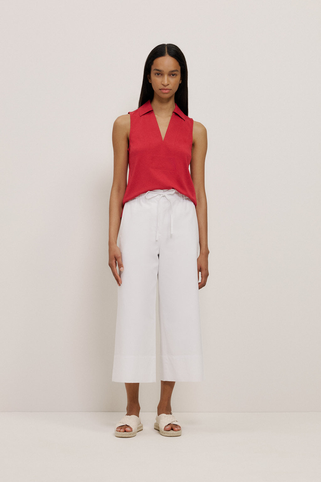 Sleeveless Collared Tank