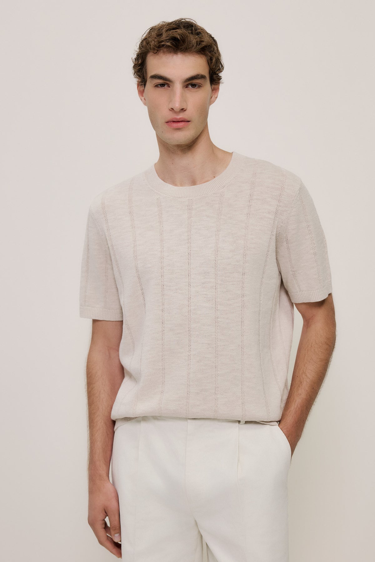 Linen Cotton Slub Knit T-shirt