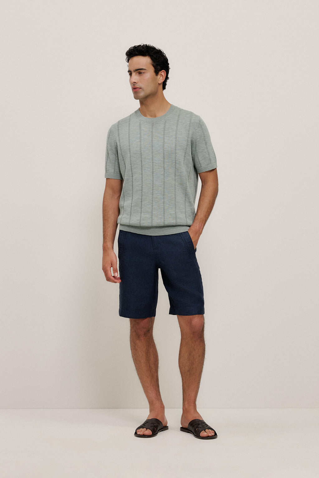 Linen Cotton Slub Knit T-shirt