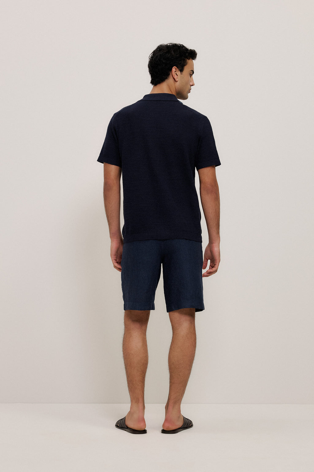 Cotton Linen Stripe Knit Shirt