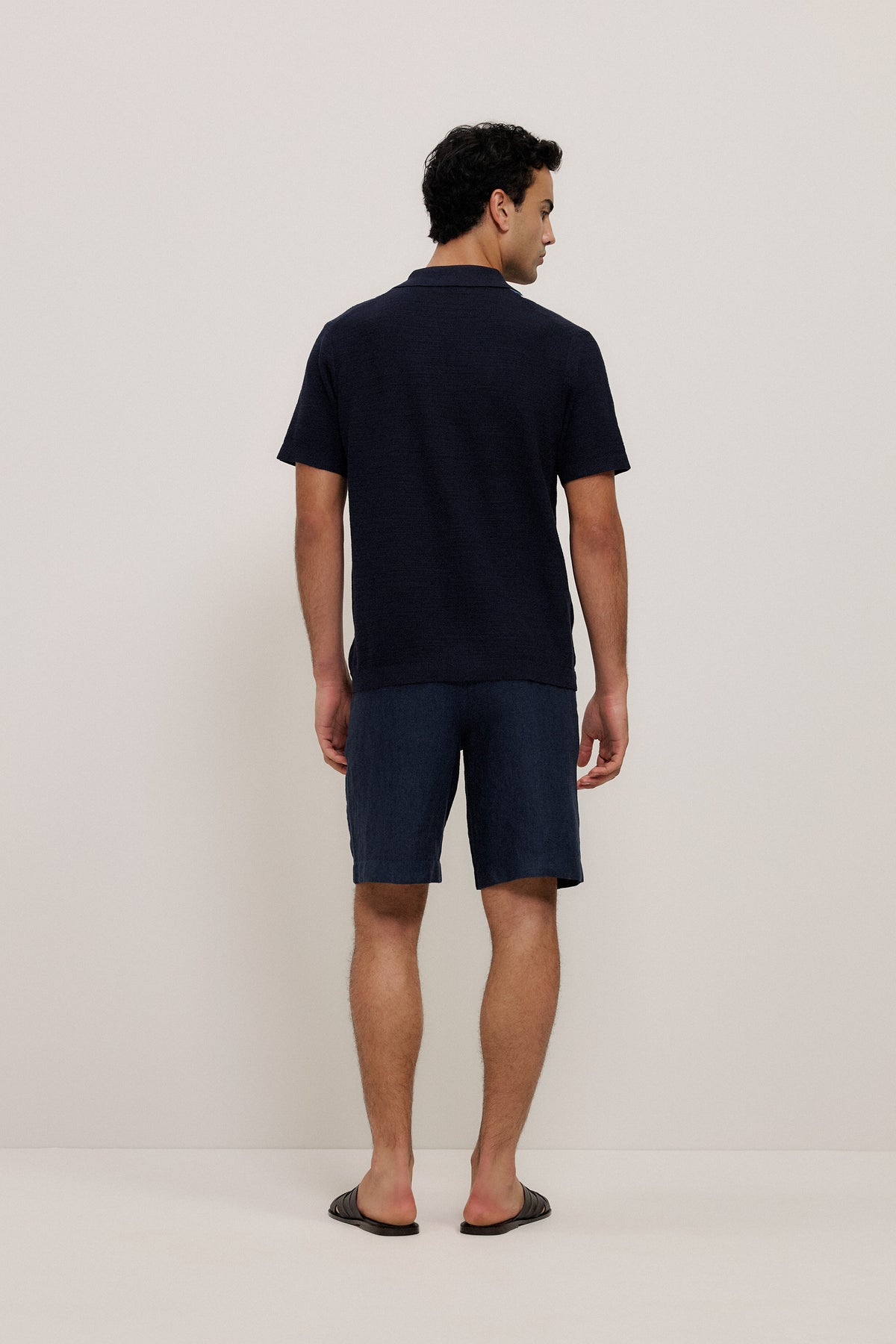 Cotton Linen Stripe Knit Shirt