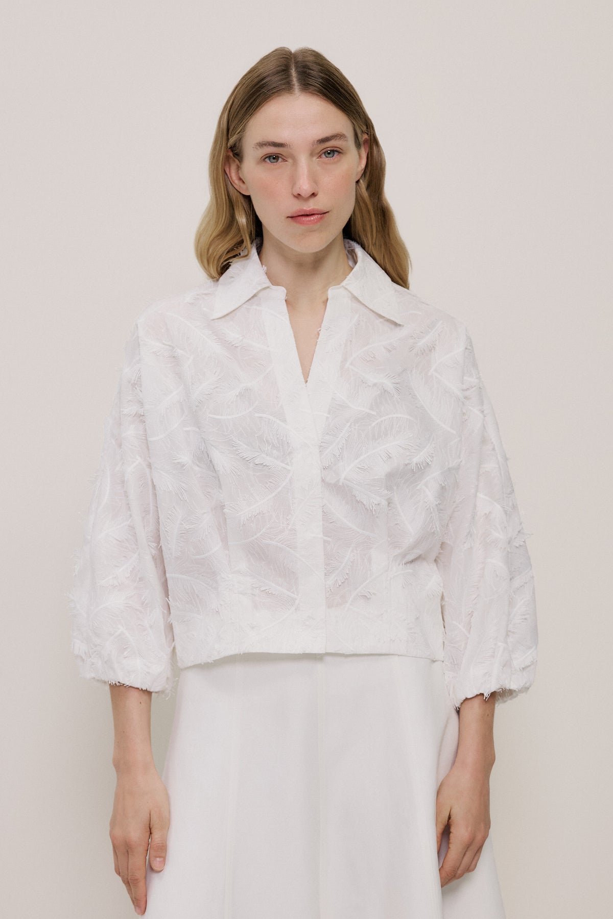 Embroidered Feather Detail Shirt