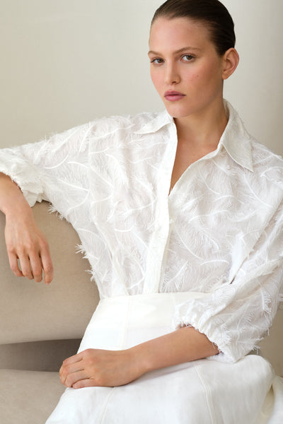 Embroidered Feather Detail Shirt