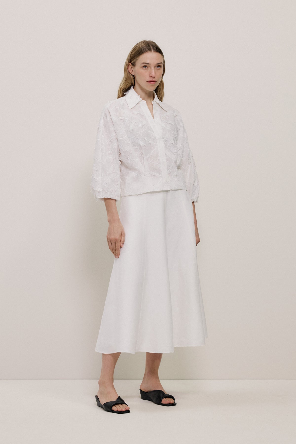 Embroidered Feather Detail Shirt