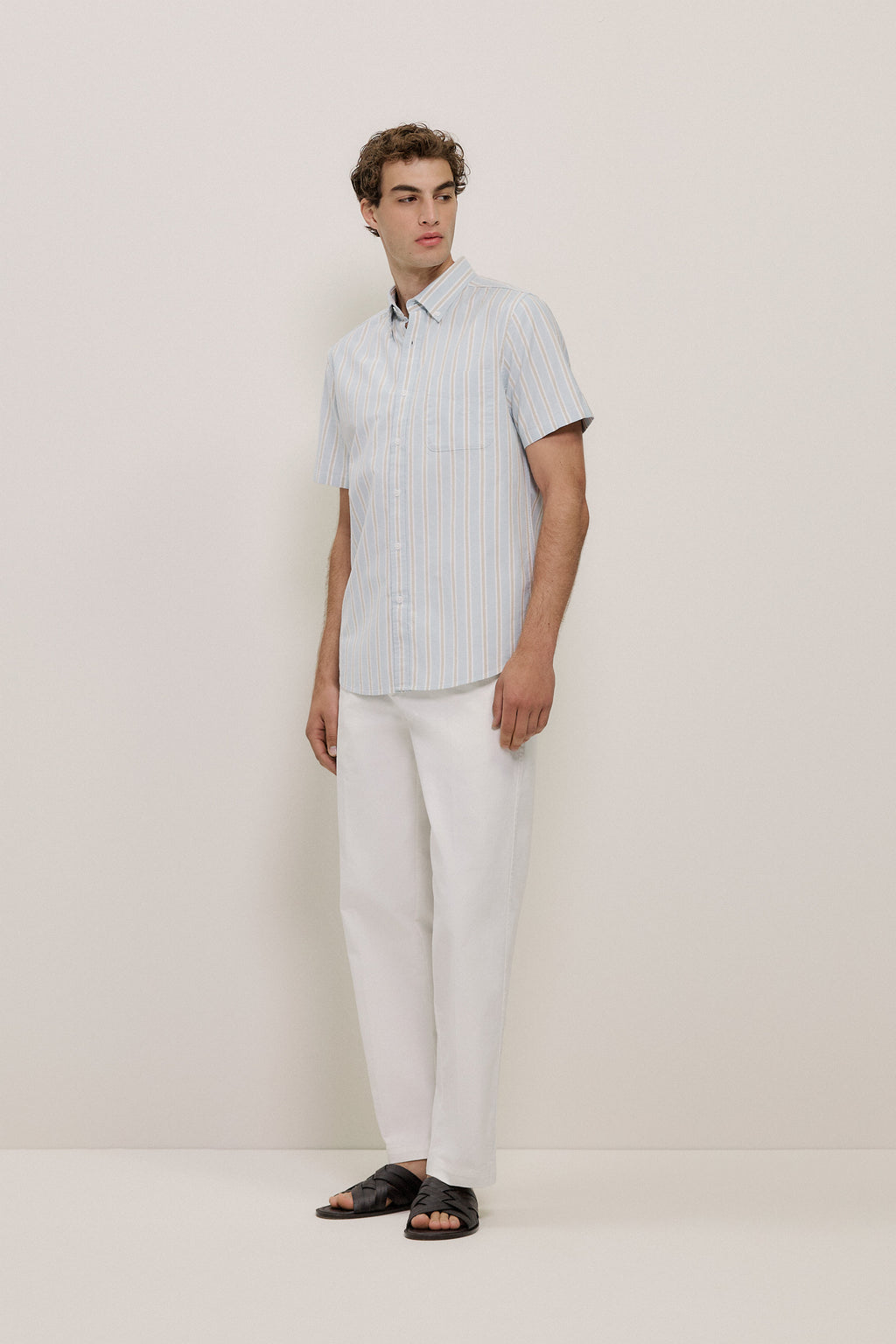 Oxford Stripe Short Sleeve Shirt