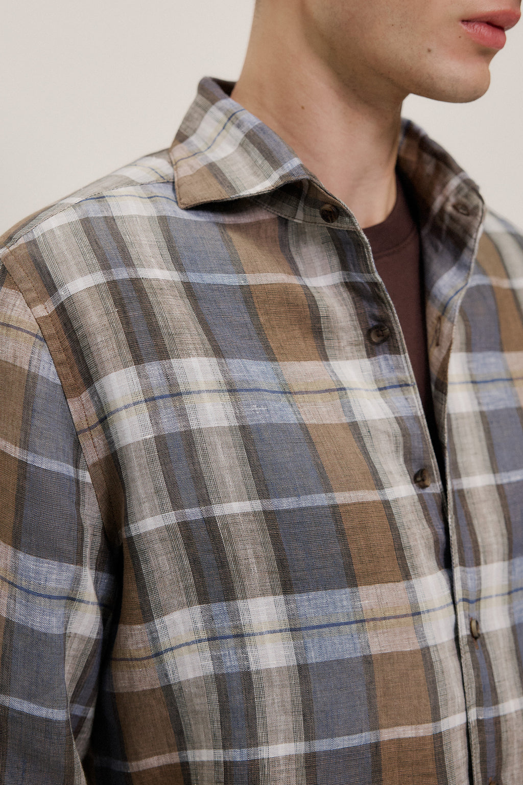 Tailored Fit Delave Linen Check Shirt