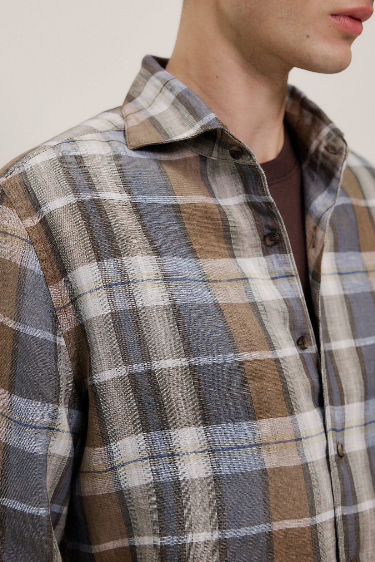 Tailored Fit Delave Linen Check Shirt