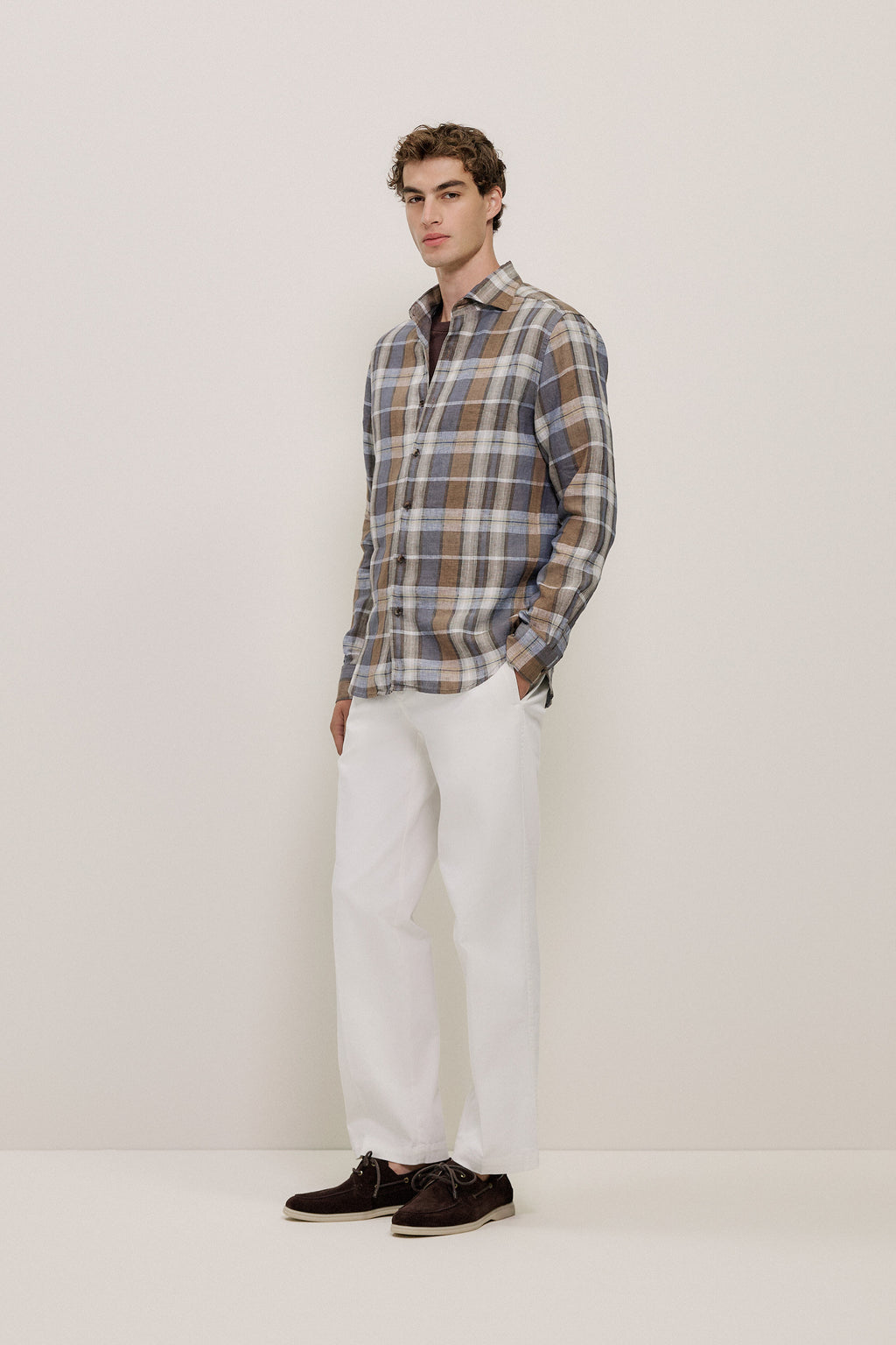 Tailored Fit Delave Linen Check Shirt