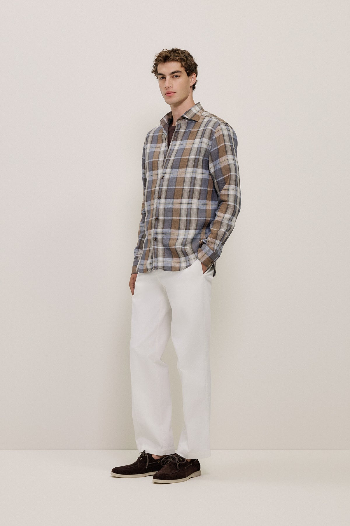 Tailored Fit Delave Linen Check Shirt