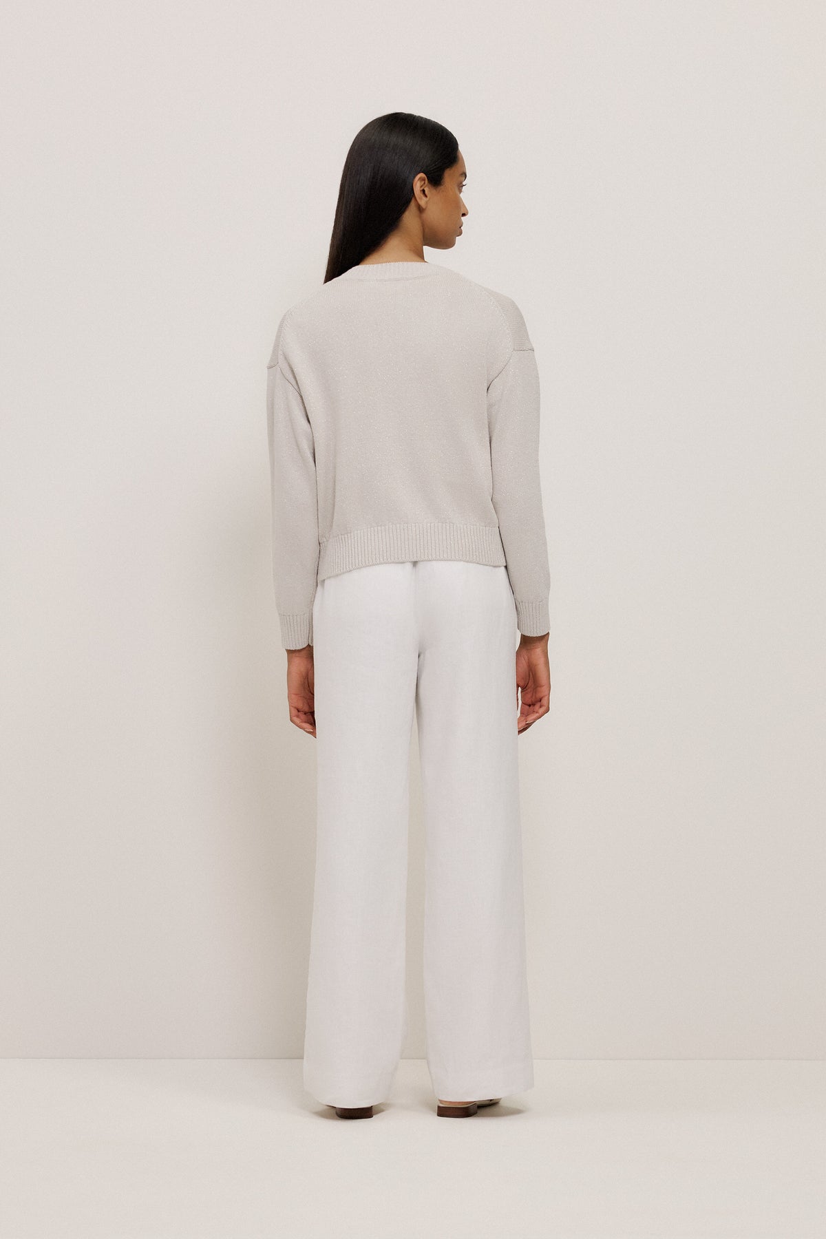 Metallic Knit Relaxed Cardigan