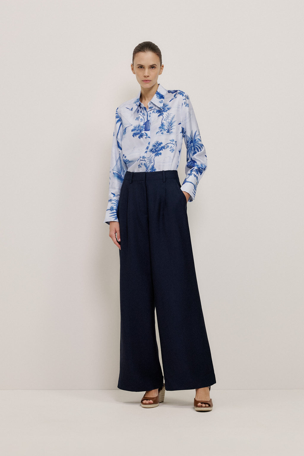 High Rise Tailored Wide Leg Pant