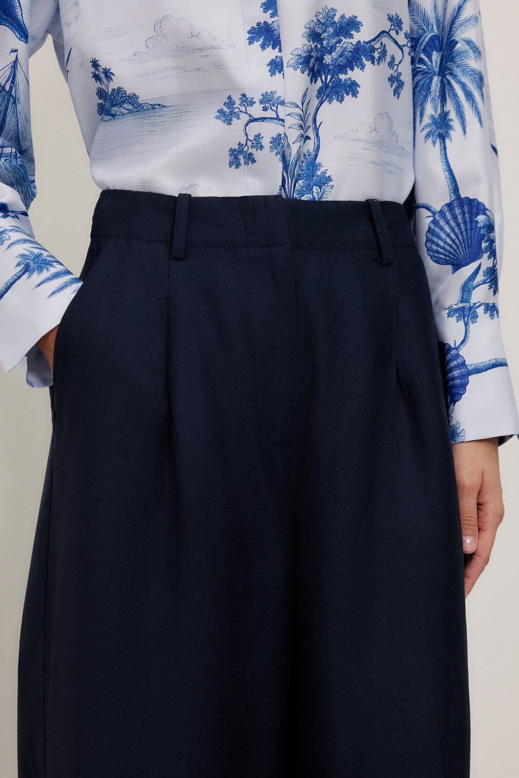 High Rise Tailored Wide Leg Pant